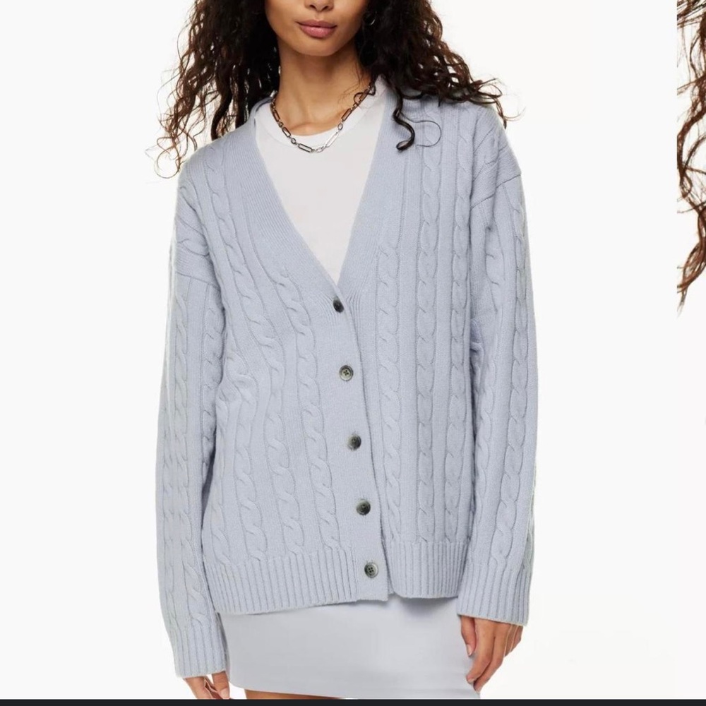 Sunday Best Cardigan blue Oversized Cable Knit Elongated